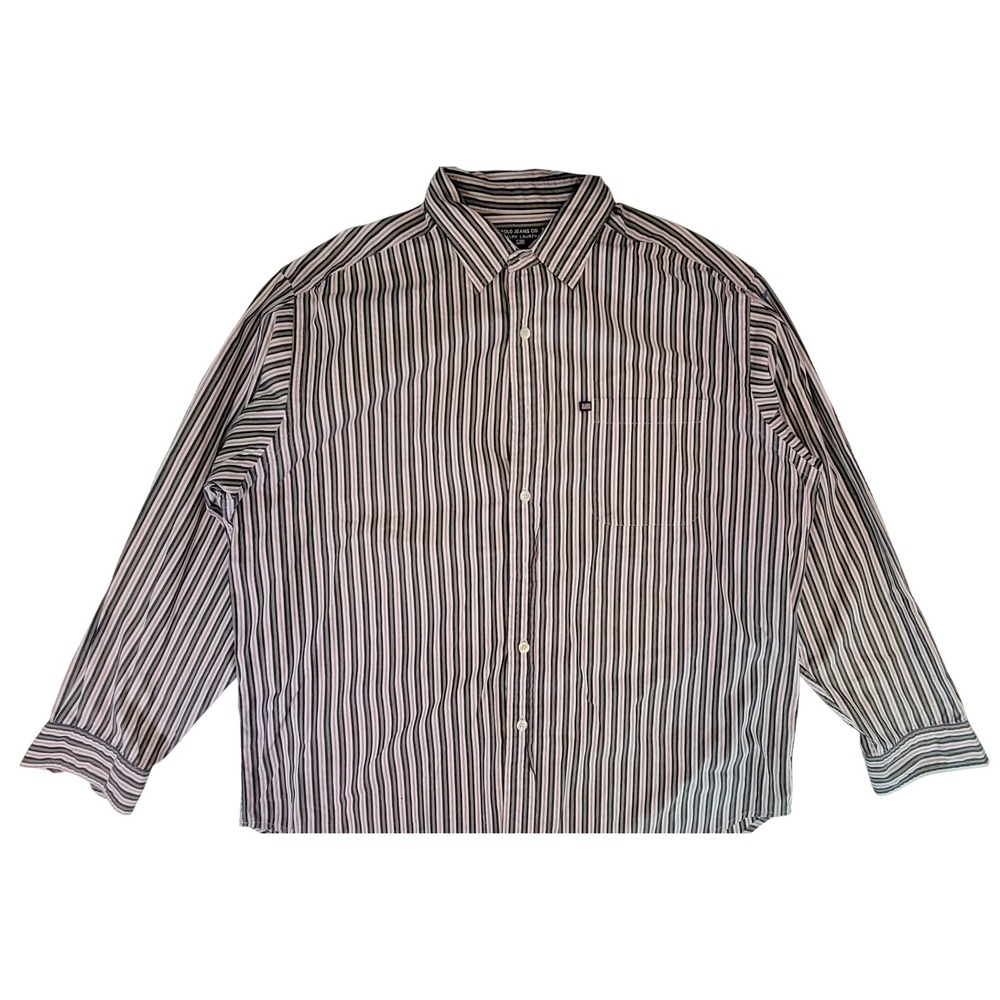 Polo Jeans Co Ralph Lauren Mens Striped Button Down Shirt XL Long Sleeve Cotton